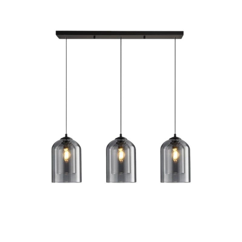 Smoked or Amber Glass Pendant Light – 1 or 3 Heads