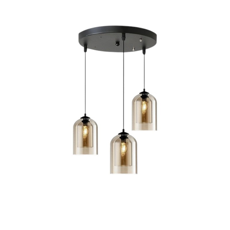 Smoked or Amber Glass Pendant Light – 1 or 3 Heads