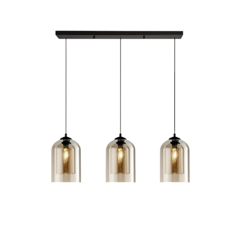 Smoked or Amber Glass Pendant Light – 1 or 3 Heads