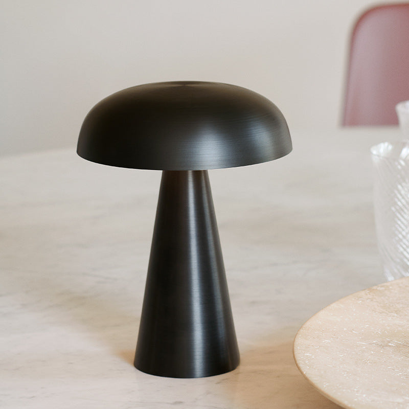Brushed metal mushroom table lamp