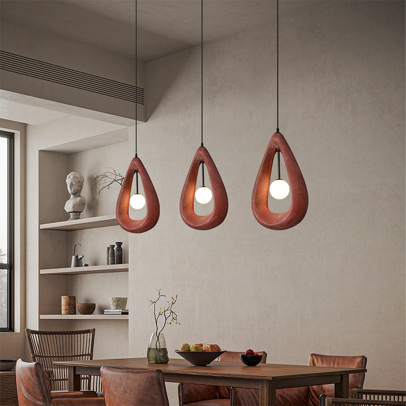 Japandi Oval Pendant Light – White, Grey or Red