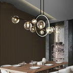 Clear Glass Kitchen Table Chandelier with Iron Frame