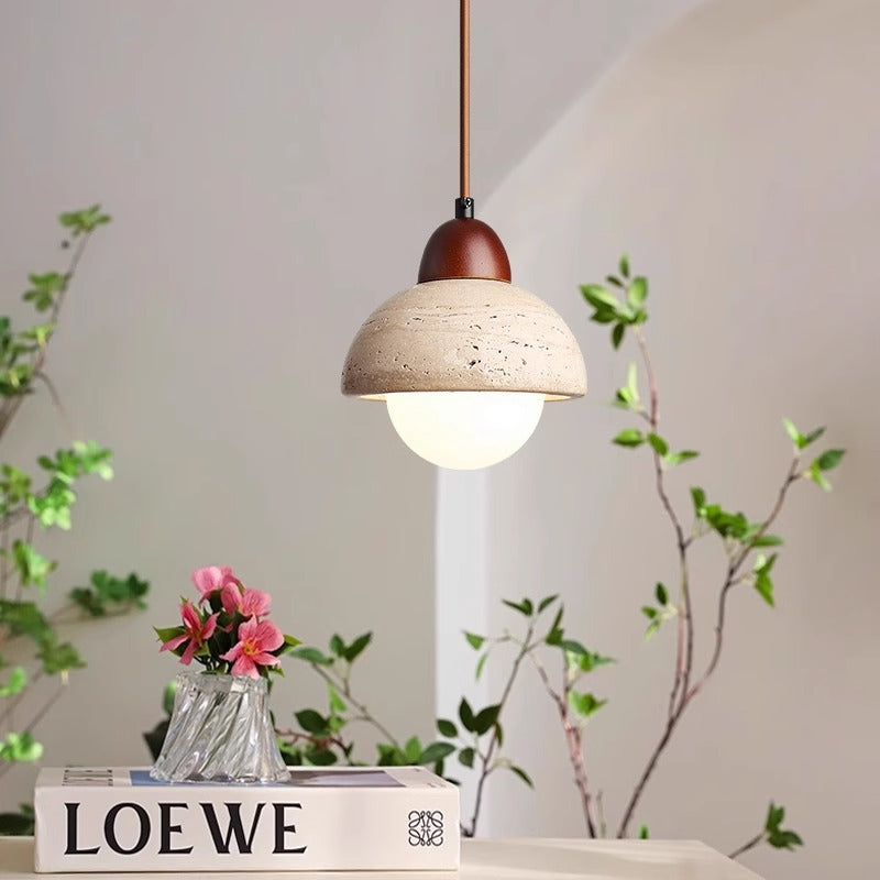 Mushroom stone pendant light