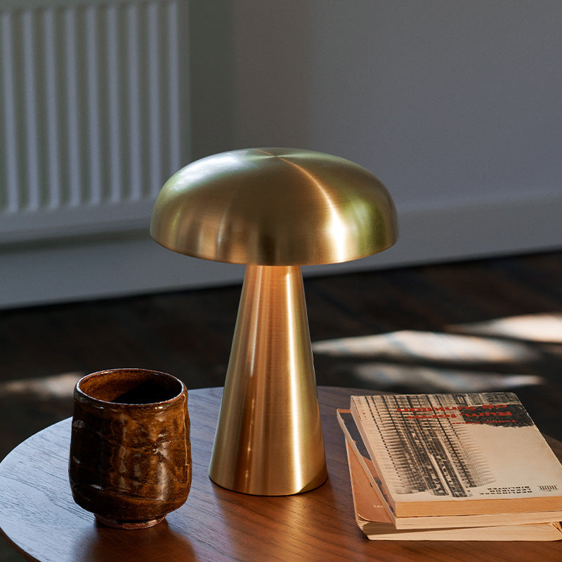 Brushed Metal Mushroom Table Lamp – Black, Silver or Gold