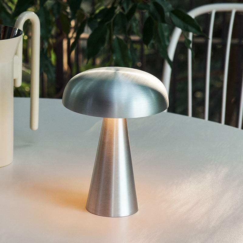 Brushed Metal Mushroom Table Lamp – Black, Silver or Gold