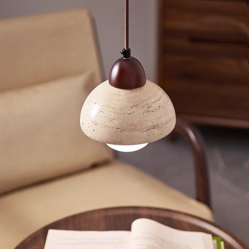 Mushroom Stone Pendant Light – 5.9"