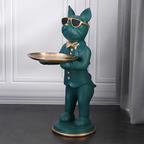 Bulldog Butler Statue with Gold Tray – Decorative Catchall