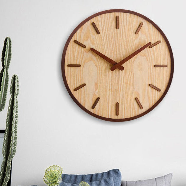 Walnut Wood Minimalist Silent Wall Clock – 12"
