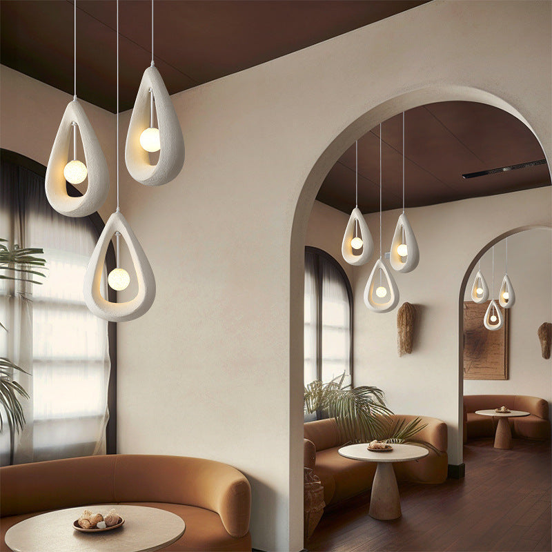Japandi Oval Pendant Light – White, Grey or Red