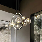 Clear Glass Kitchen Table Chandelier with Iron Frame