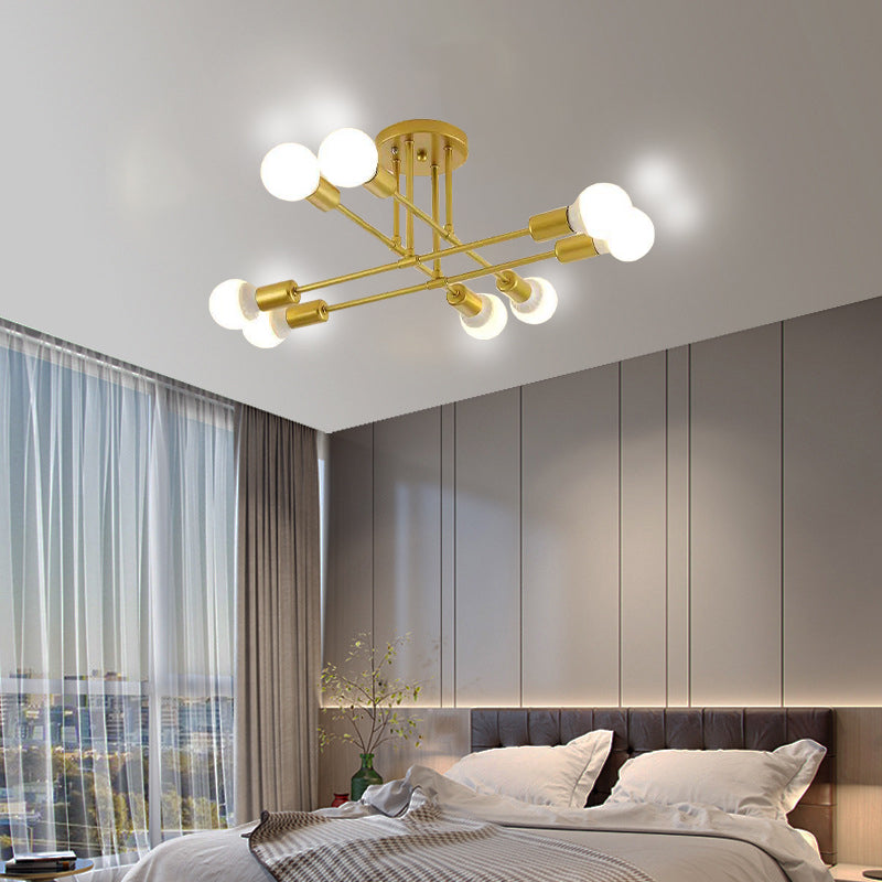 Modern Sputnik Semi-Flush Mount Chandelier – 6 or 8 Lights