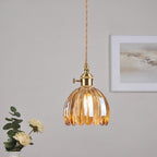 Japanese Ribbed Glass Mini Pendant Light