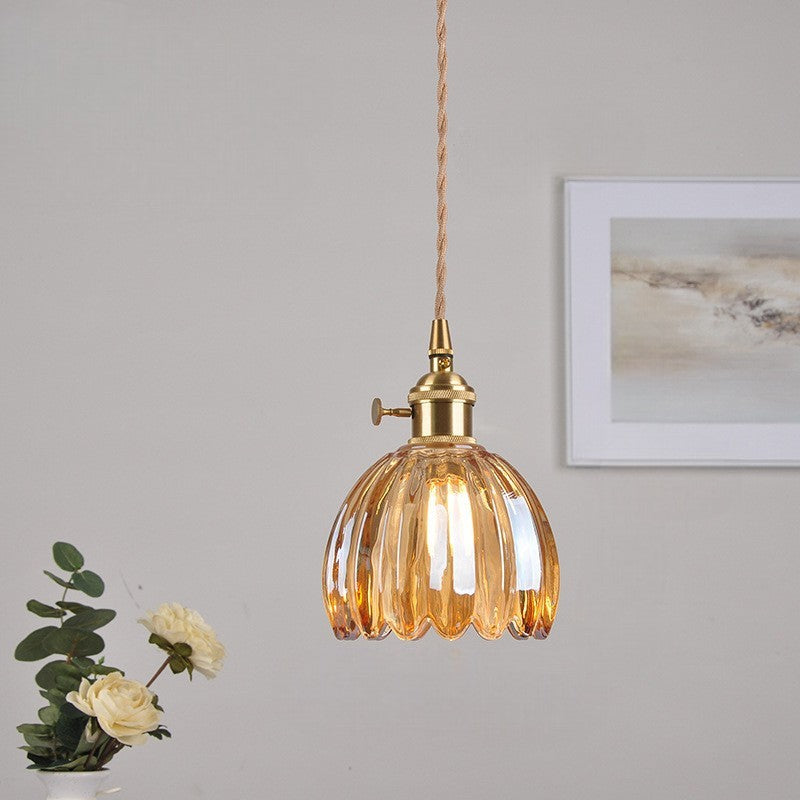 Japanese Ribbed Glass Mini Pendant Light