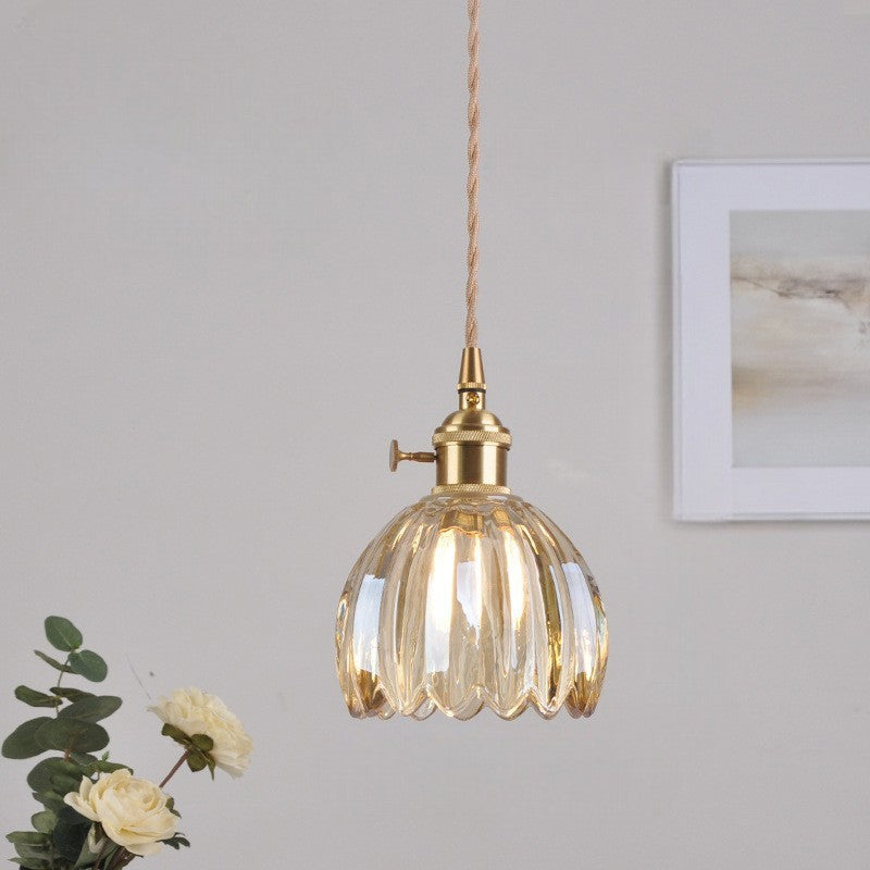 Japanese Ribbed Glass Mini Pendant Light