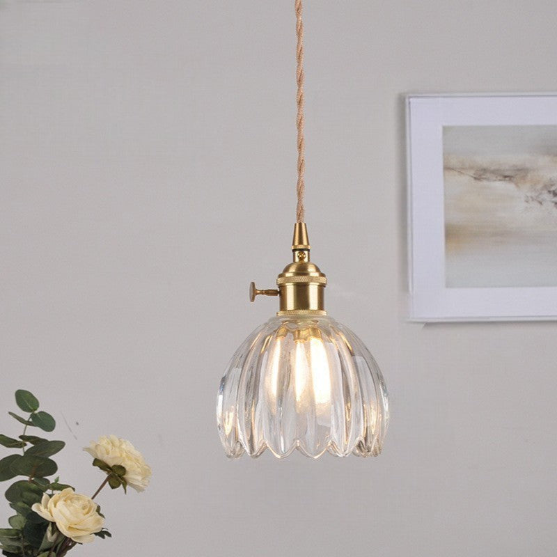Japanese Ribbed Glass Mini Pendant Light