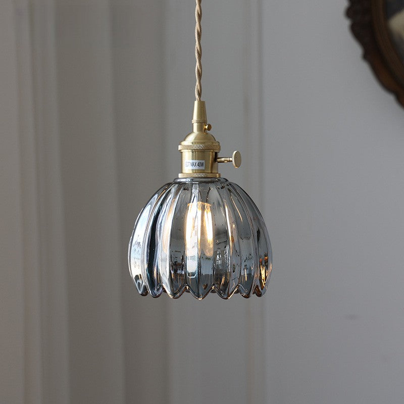 Japanese Ribbed Glass Mini Pendant Light