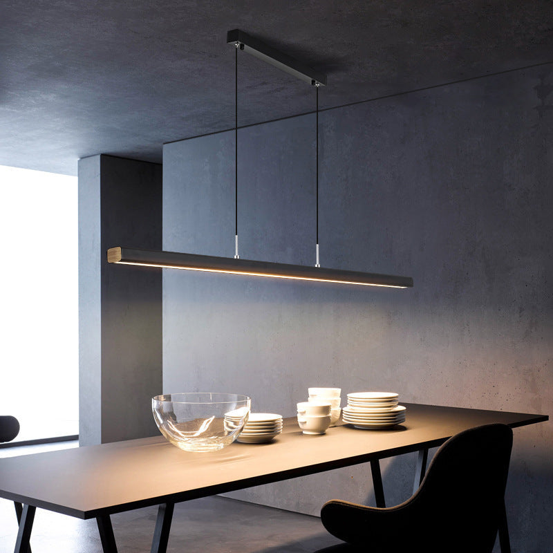 Minimalist Linear Wood Beam Pendant Light