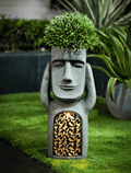 Solar Easter Island Head Garden Statues – See, Hear, Speak No Evil