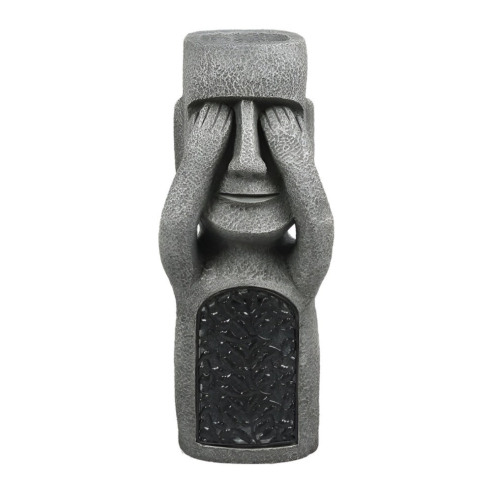 Solar Easter Island Head Garden Statues – See, Hear, Speak No Evil