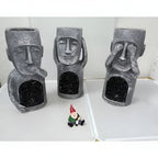 Solar Easter Island Head Garden Statues – See, Hear, Speak No Evil