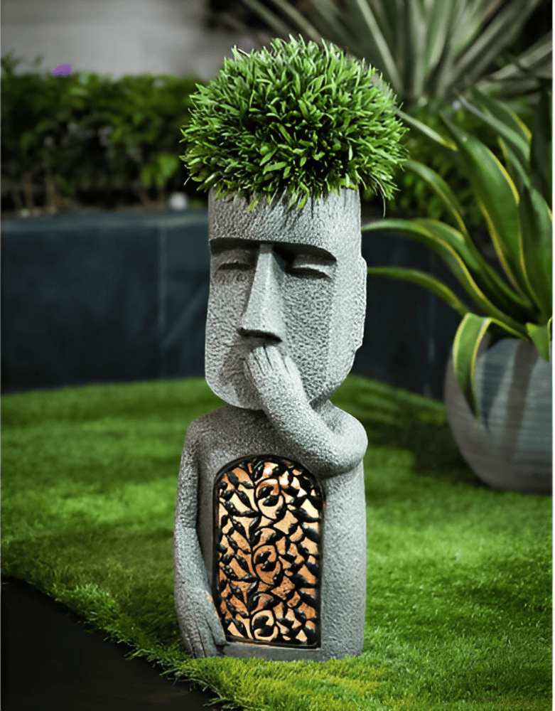 Solar Easter Island Head Garden Statues – See, Hear, Speak No Evil