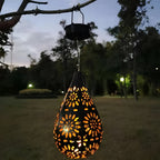 Solar Moroccan Metal Lantern with Cut-Out Pattern