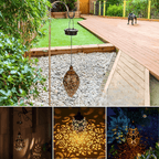 Solar Moroccan Metal Lantern with Cut-Out Pattern