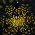 Solar Moroccan Metal Lantern with Cut-Out Pattern