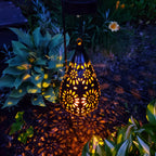 Solar Moroccan Metal Lantern with Cut-Out Pattern