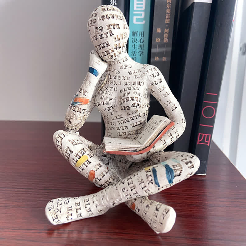 Book lover reading woman resin sculpture