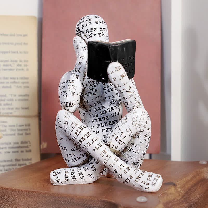Book Lover Reading Woman Sculpture – Modern Resin Shelf Decor