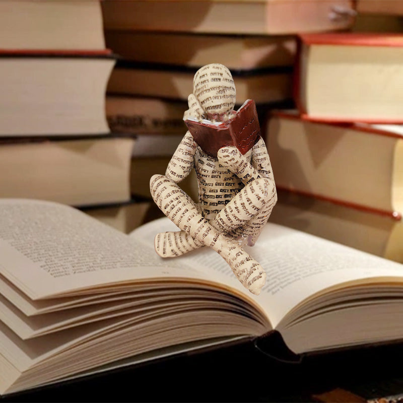 Book Lover Reading Woman Sculpture – Modern Resin Shelf Decor