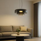Layered Glass Pendant Light – Green, Amber or Smoky Grey