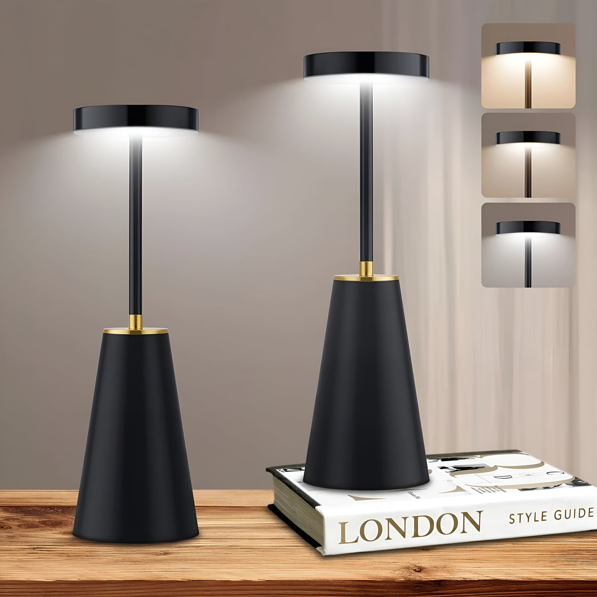 Cordless LED Desk Lamp with Cone Stand – Rechargeable