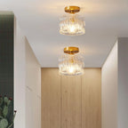 Vintage Clear Glass Ceiling Light with Brass Details