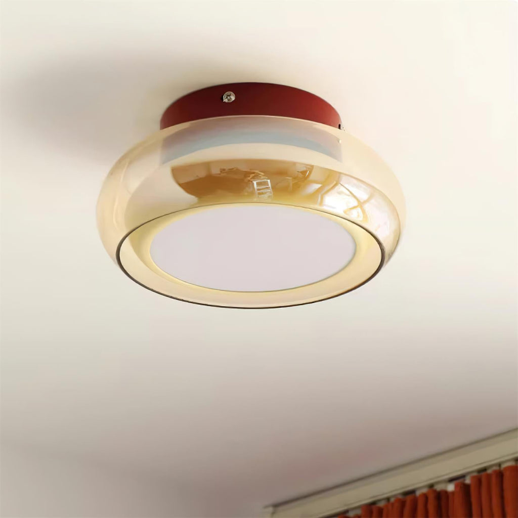 Retro Glass Flush Mount Ceiling Light – 3-Color LED