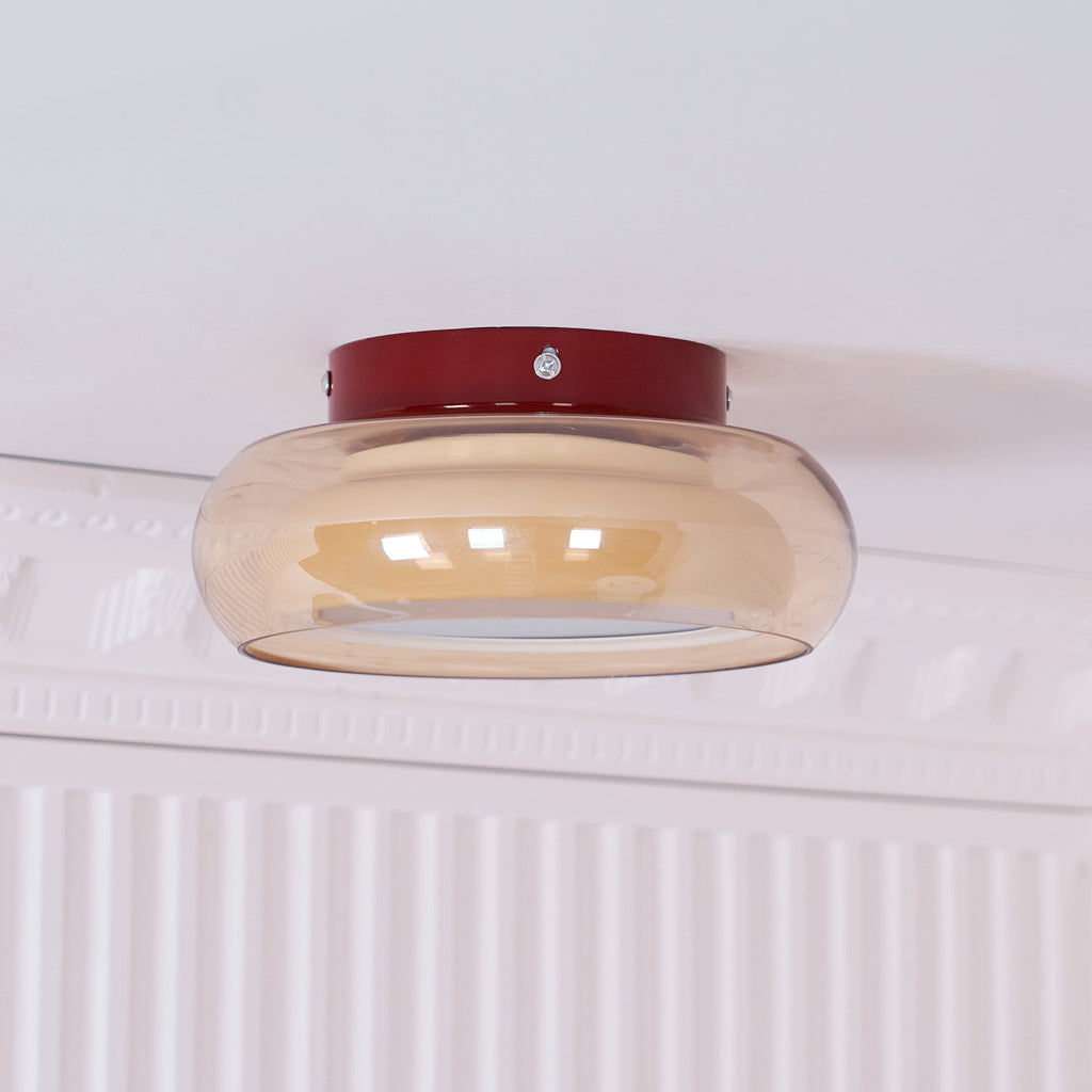Retro Glass Flush Mount Ceiling Light – 3-Color LED