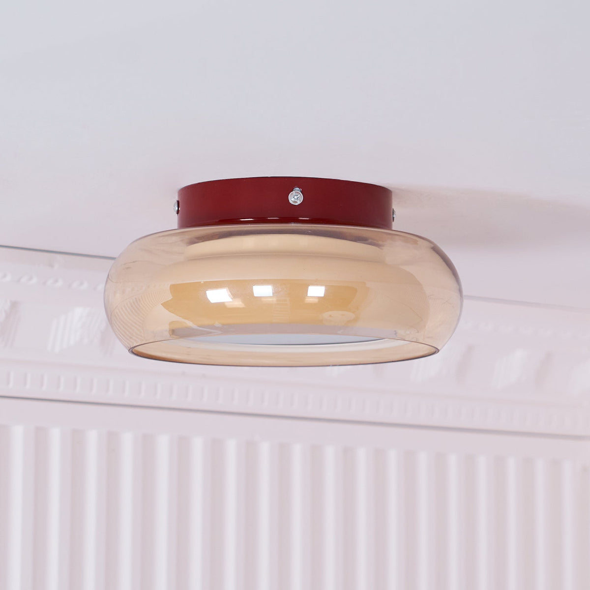 Retro Glass Flush Mount Ceiling Light – 3-Color LED