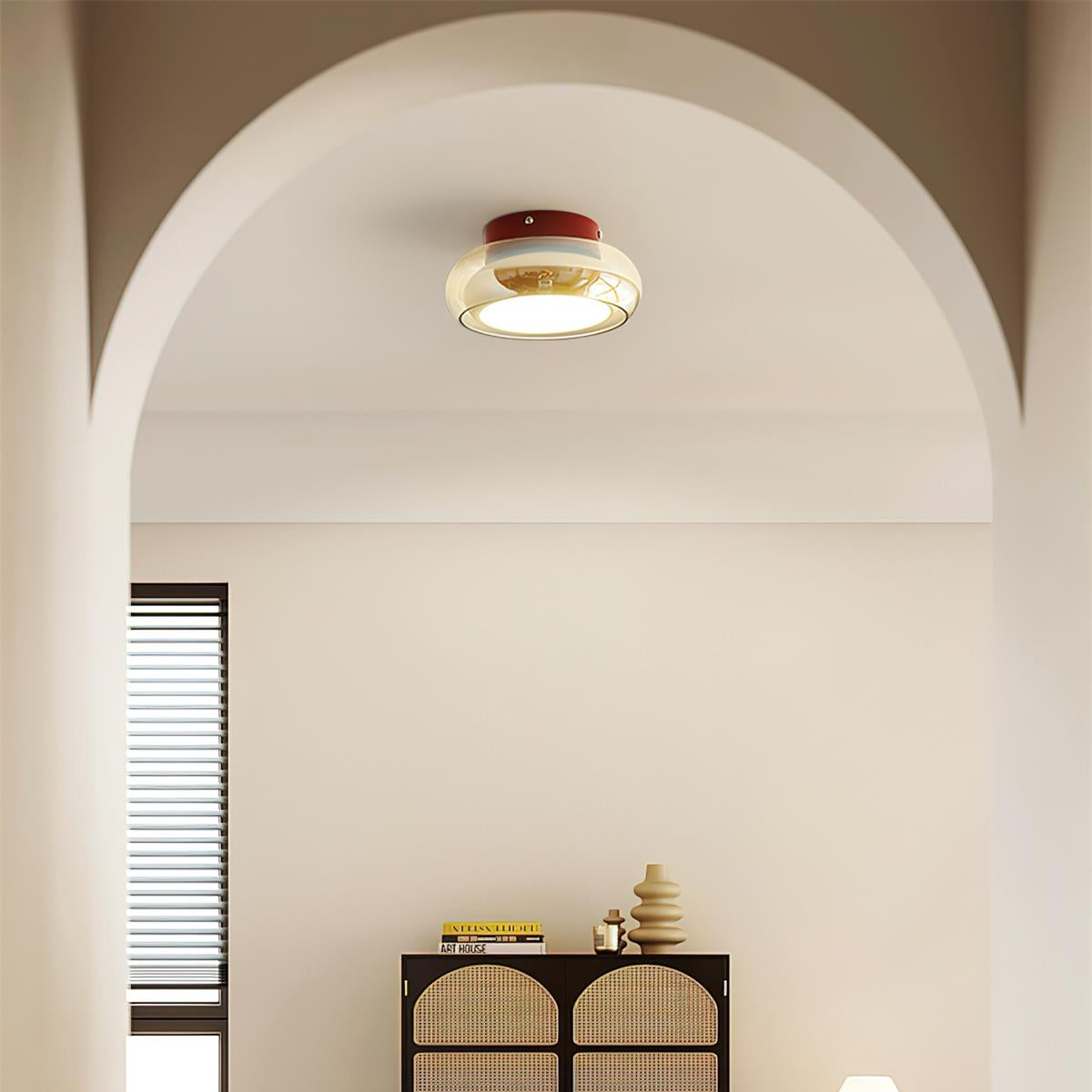 Retro Glass Flush Mount Ceiling Light – 3-Color LED
