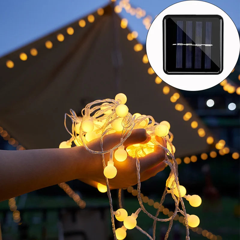 Solar LED Outdoor String Lights – Warm White or Multicolor