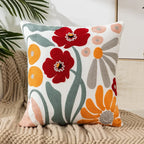 Embroidered Floral Throw Pillow Cover – 18" x 18"