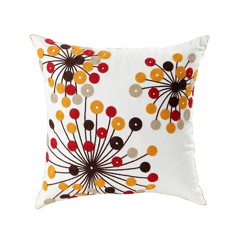 Embroidered Floral Throw Pillow Cover – 18" x 18"