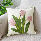 Embroidered Floral Throw Pillow Cover – 18" x 18"
