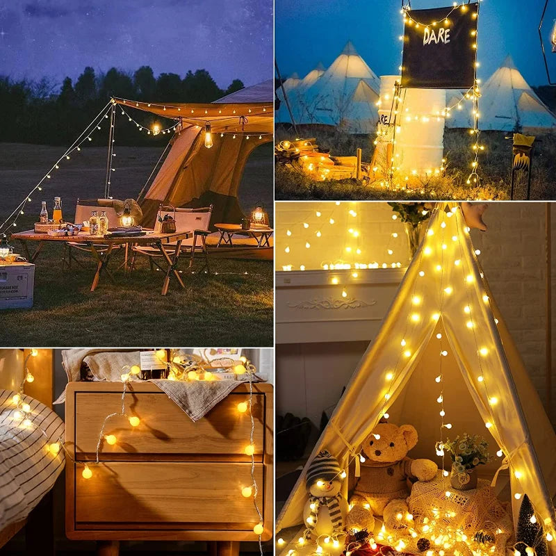 Solar LED Outdoor String Lights – Warm White or Multicolor
