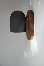 Wabi-Sabi Walnut Wood Wall Sconce with Iron Details