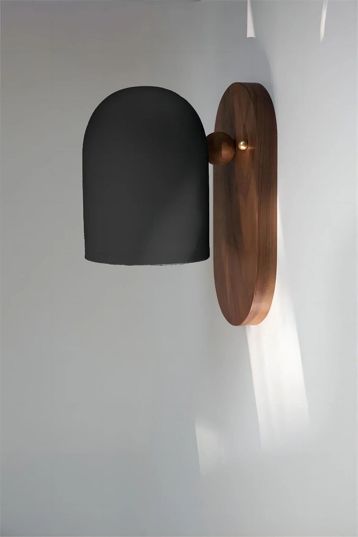 Wabi-Sabi Walnut Wood Wall Sconce with Iron Details
