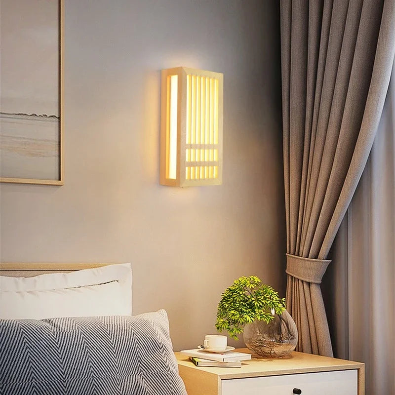 Japandi Wooden Slat LED Wall Light