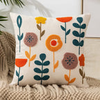 Embroidered Floral Throw Pillow Cover – 18" x 18"