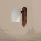 Wabi-Sabi Walnut Wood Wall Sconce with Iron Details