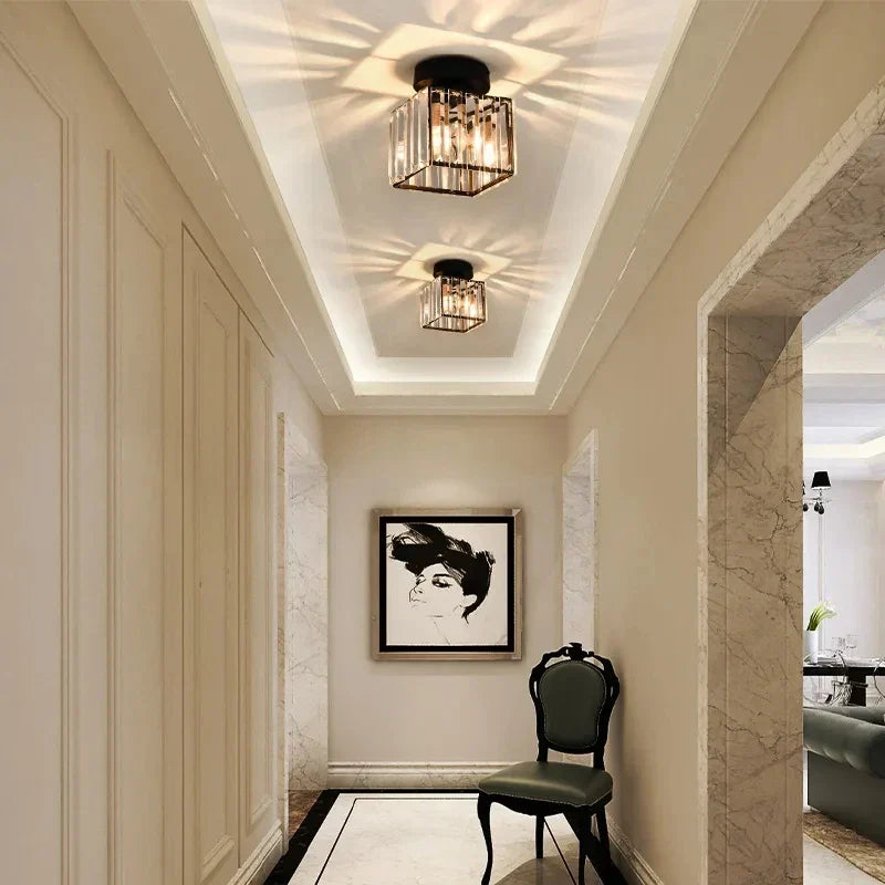 Glam Crystal Flush Mount Ceiling Light – Round or Square